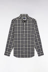 Grey cotton straight-cut check shirt