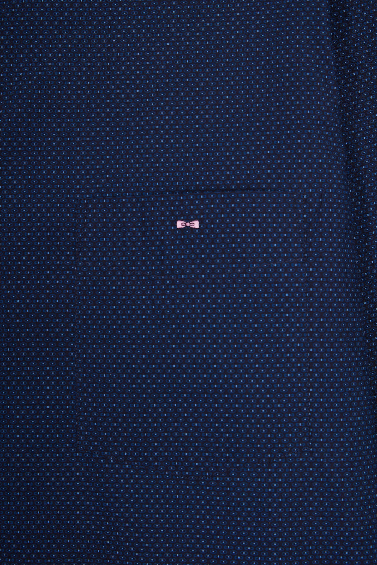Cotton poplin shirt with blue micro-patterns, straight cut