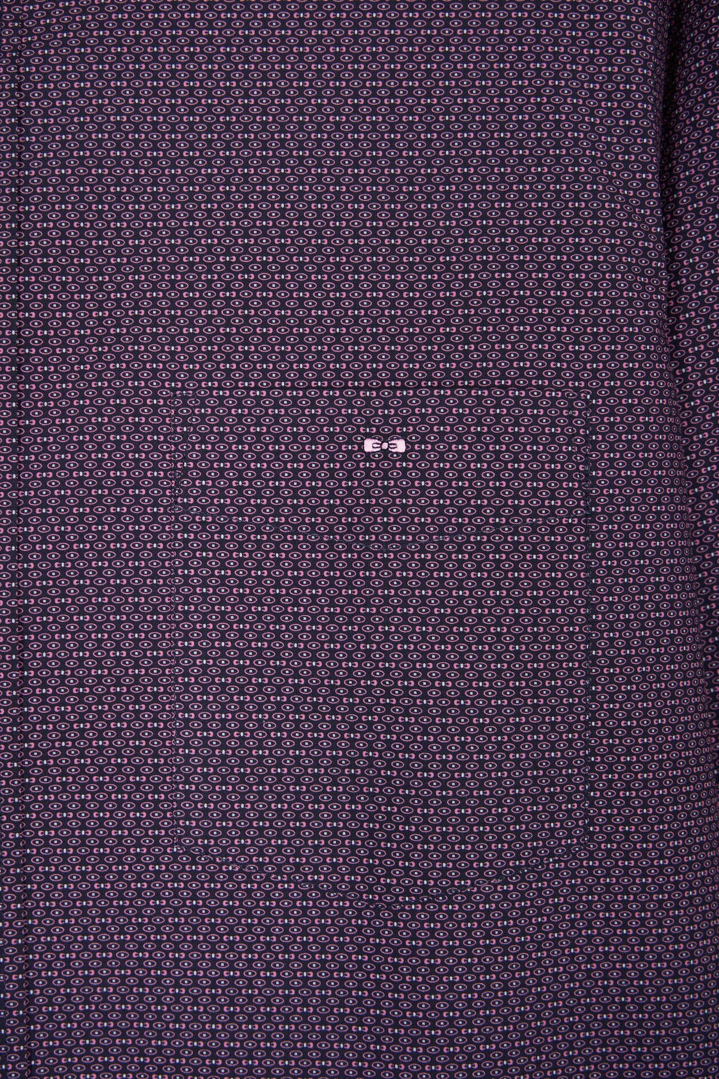 Cotton poplin shirt with navy micropatterns, straight cut