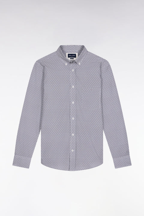 Cotton shirt with micro-patterned blue bow ties, straight cut - Image 2