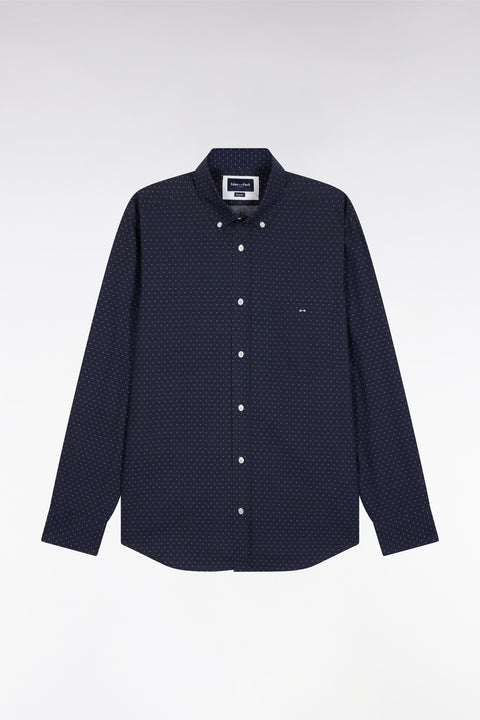 Cotton shirt with pink bow tie micropatterns, straight cut - Image 2