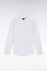 White cotton shirt with micropatterned bow tie, straight cut
