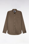 Khaki piqué cotton shirt, straight cut