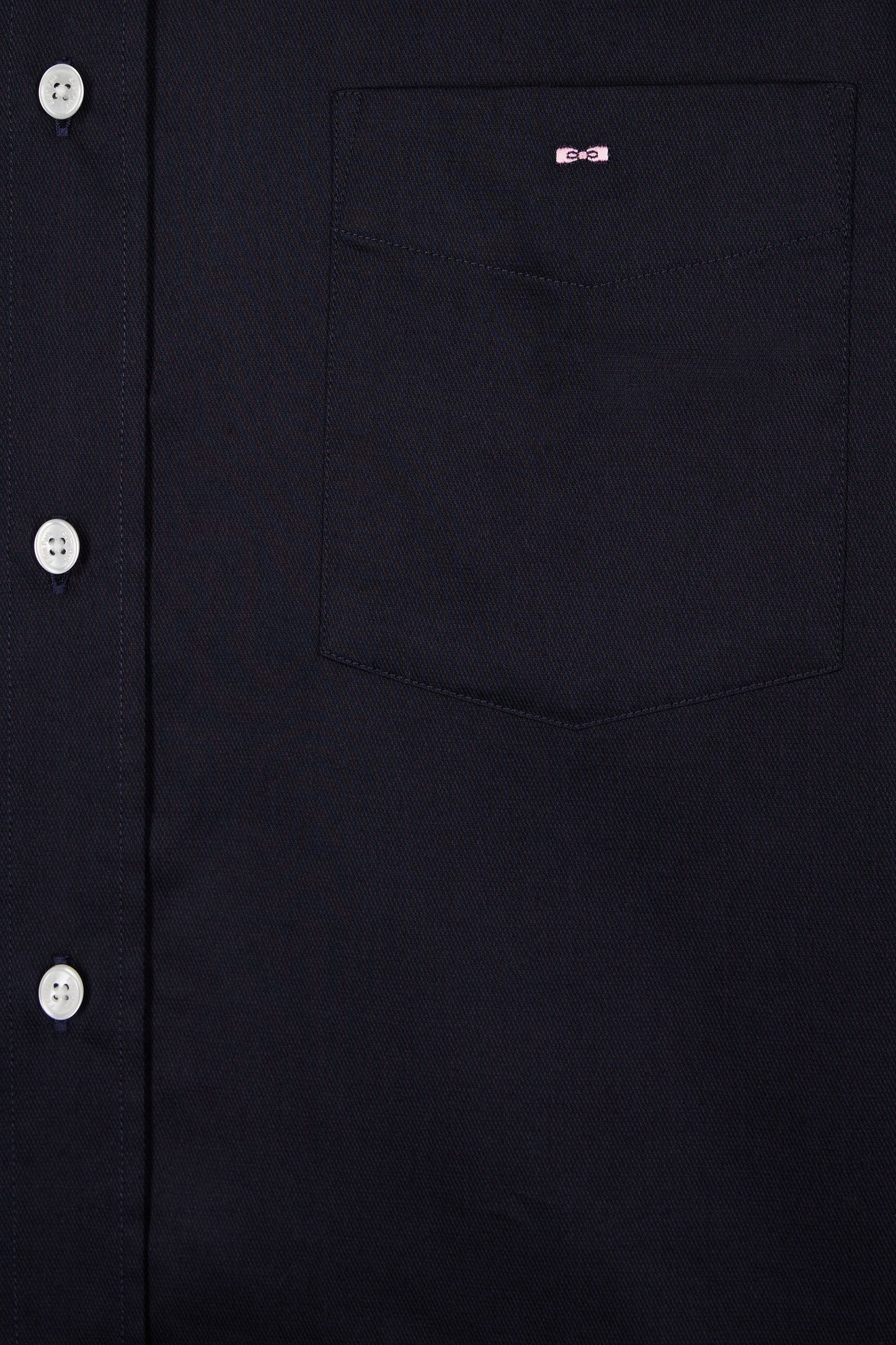 Navy piqué cotton straight-cut shirt