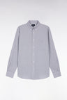 Grey check cotton shirt, straight cut