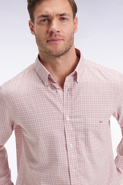 Pink check cotton shirt, straight cut - Image 1