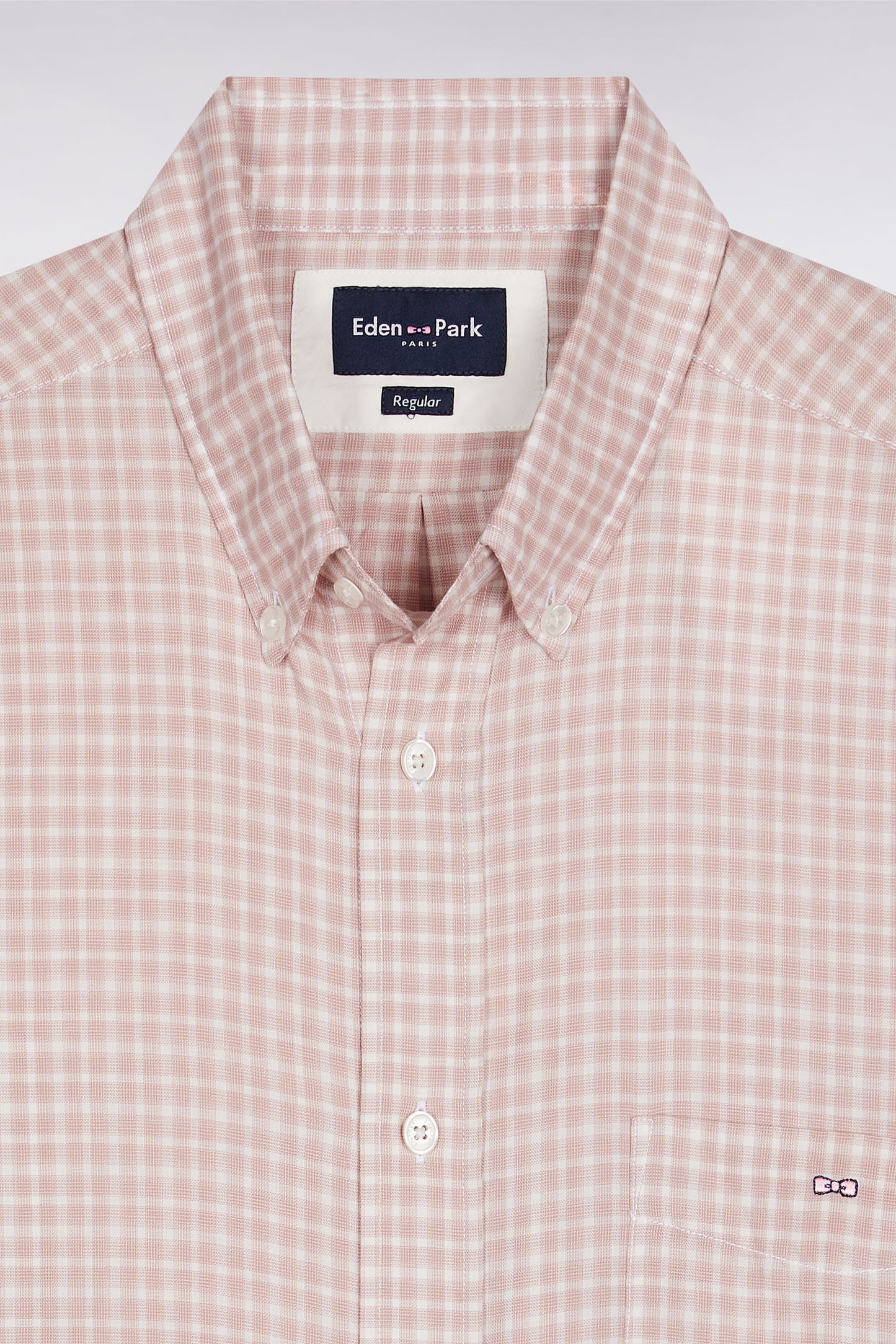 Pink check cotton shirt, straight cut