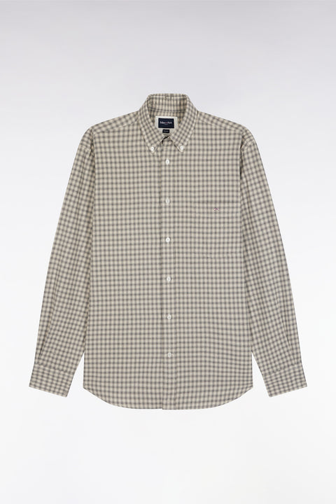 Grey cotton flannel shirt, straight cut - Image 2