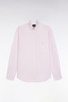 Pink striped cotton poplin shirt, straight cut