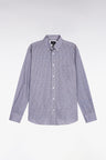 Blue cotton micropattern shirt, straight cut