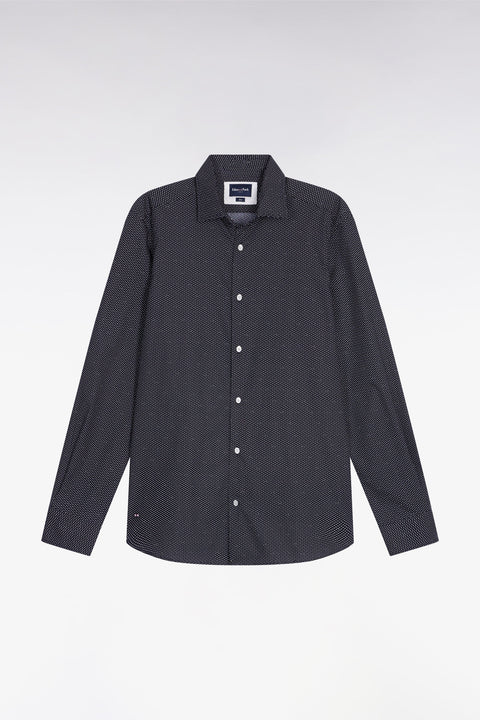 Cotton shirt with pink polka dot micropattern, slim fit - Image 2