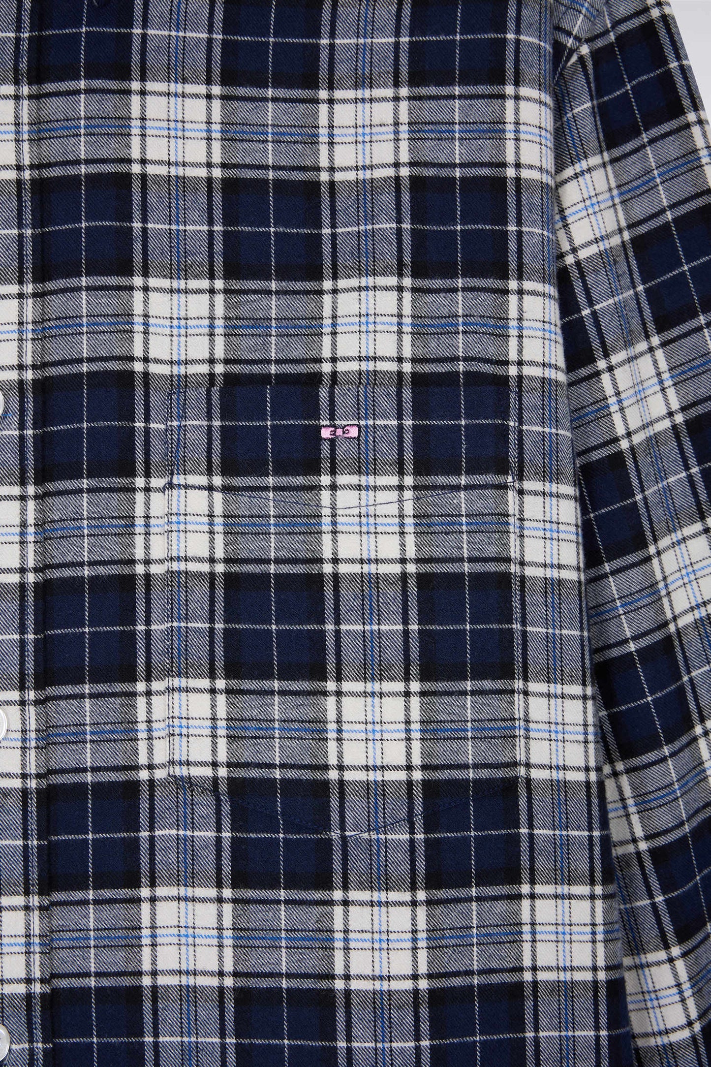 Japanese cotton navy check shirt, straight cut