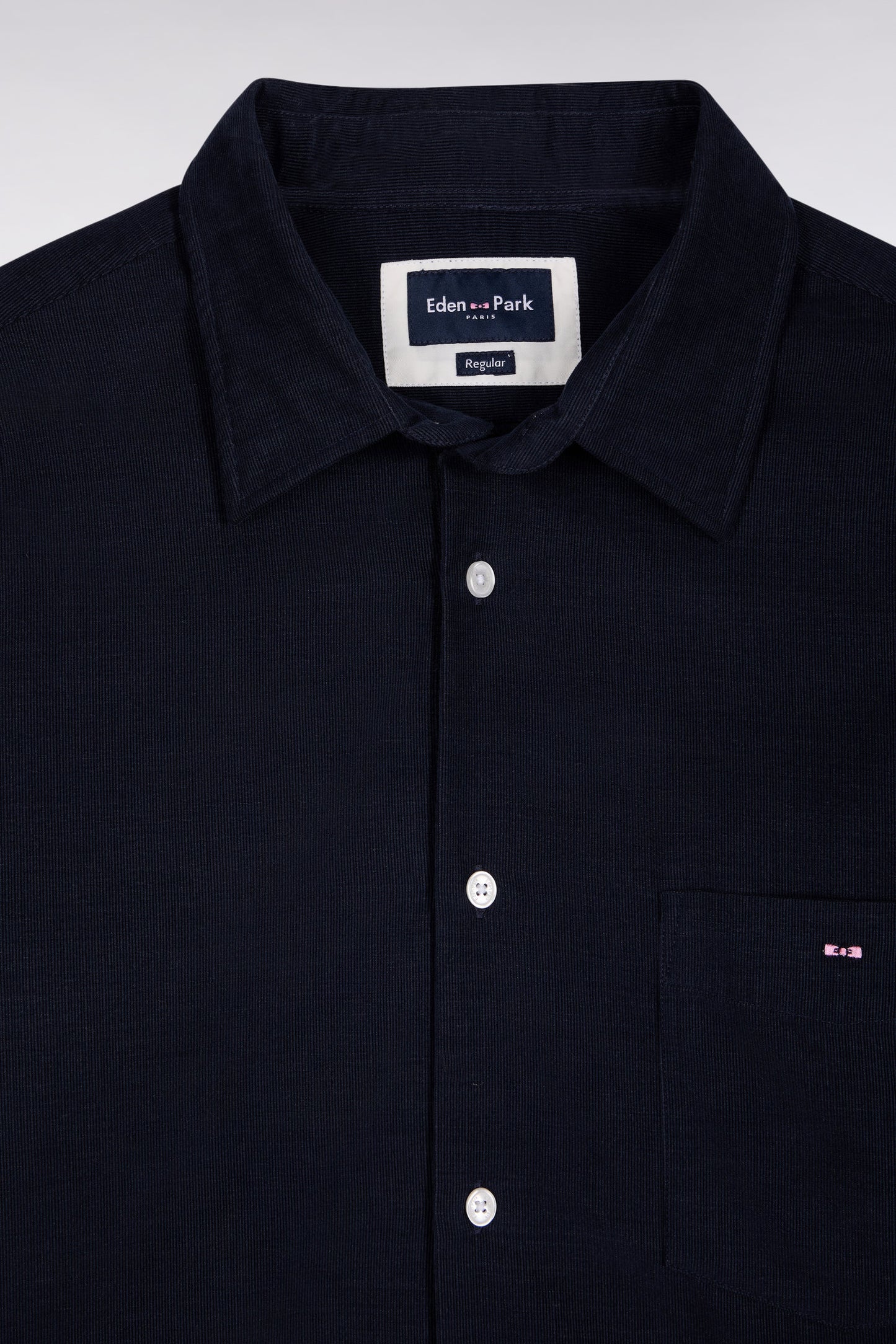 Navy velvet straight-cut shirt