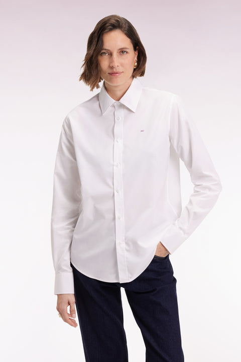 Slim-fit white cotton poplin shirt - Image 3