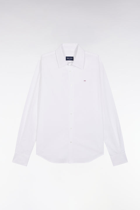 Slim-fit white cotton poplin shirt - Image 2