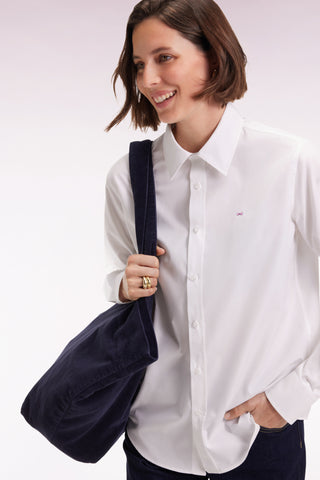 Slim-fit white cotton poplin shirt