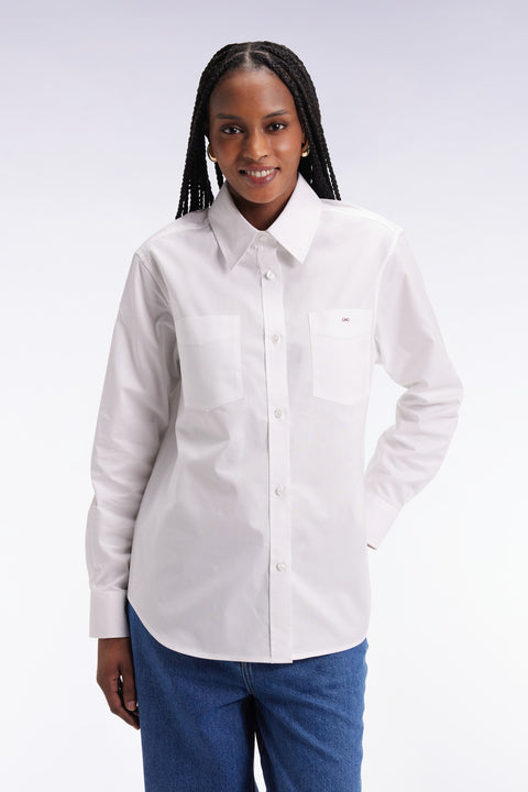 Relaxed fit shirt in white cotton poplin - Image 3