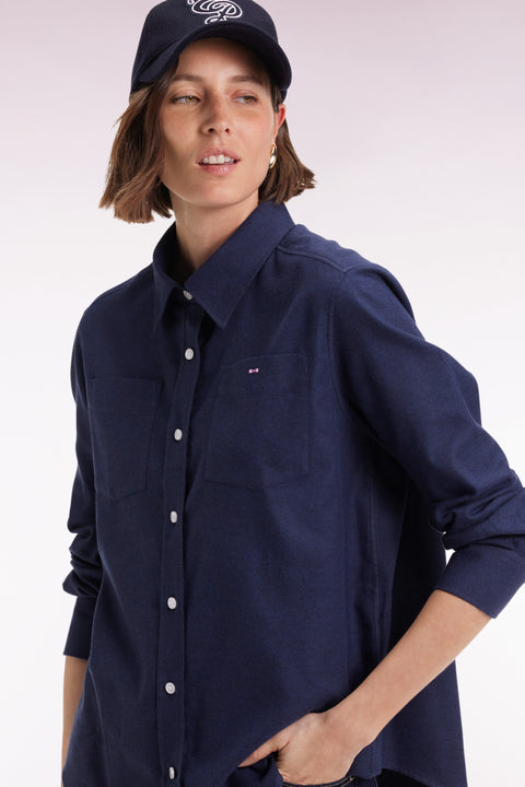 Relaxed fit navy cotton poplin shirt - Image 1