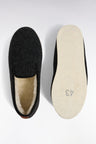 Dark grey felt and sheep's wool slippers
