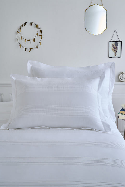 Set of rectangular pillowcases in white cotton percale - Image 1