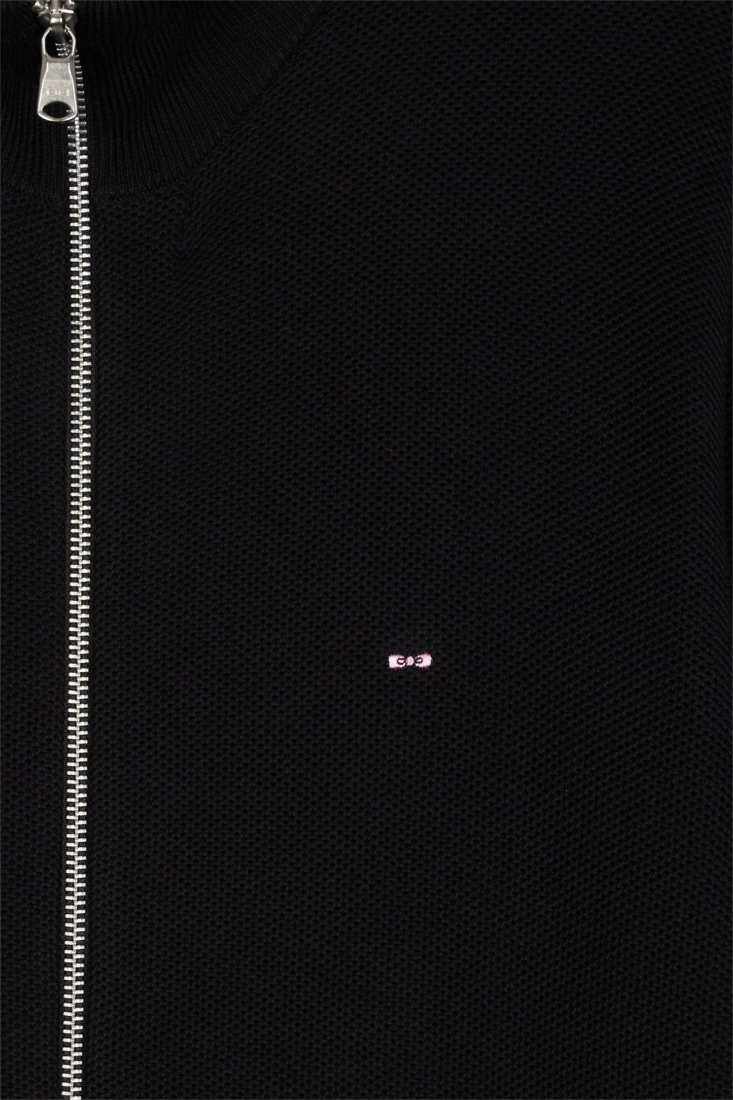 Black honeycomb cotton cardigan, straight cut