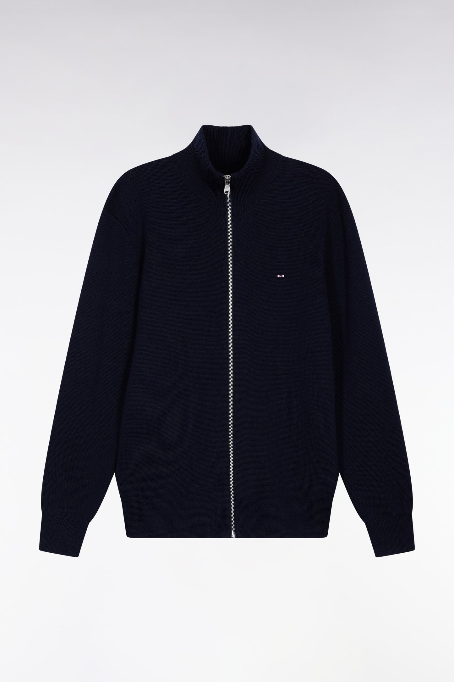 Navy merino wool straight-cut cardigan