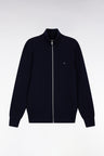 Navy merino wool straight-cut cardigan