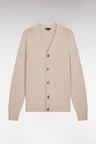 Beige wool and cotton cardigan, straight cut