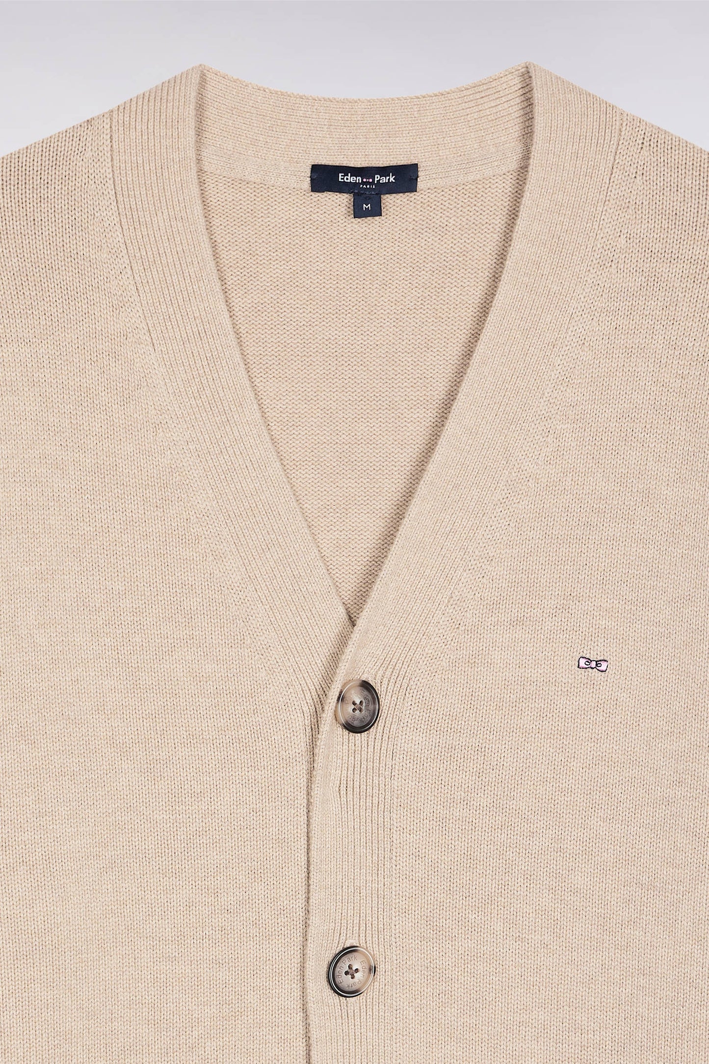 Beige wool and cotton cardigan, straight cut