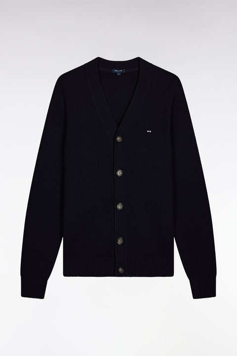 Wool and cotton navy cardigan, straight cut - Image 2