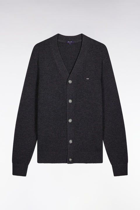 Grey wool and cotton cardigan, straight cut - Image 2