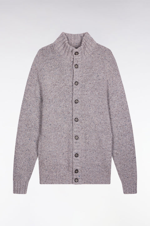 Grey cardigan in virgin wool and alpaca mix, straight cut - Image 2