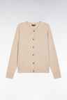 Cardigan in wool and beige cotton Relaxed cut