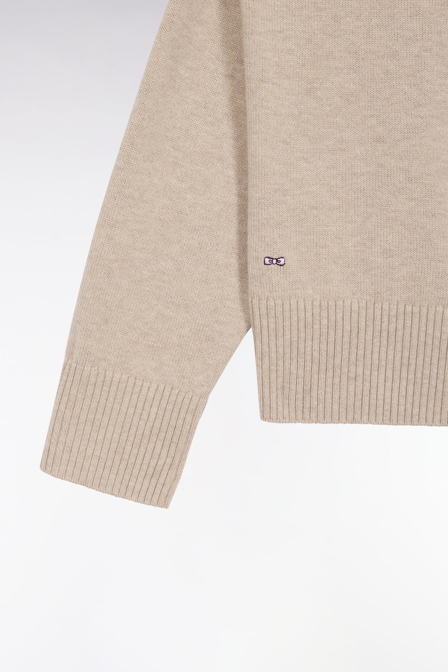 Cardigan in wool and beige cotton Relaxed cut