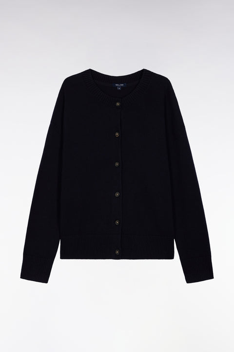 Relaxed-fit cardigan in wool and navy cotton - Image 2
