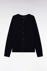 Relaxed-fit cardigan in wool and navy cotton