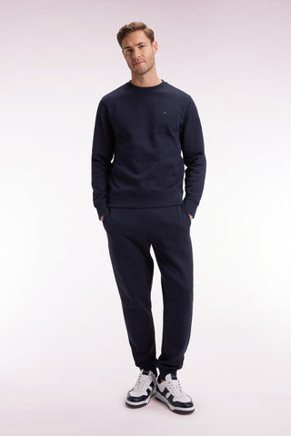 Navy brushed fleece straight-leg jogging suit