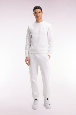 White brushed fleece jogging suit, straight cut