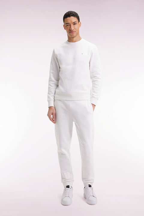 White brushed fleece jogging suit, straight cut - Image 3