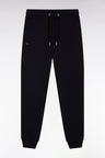 Jogging suit in black brushed fleece, straight cut