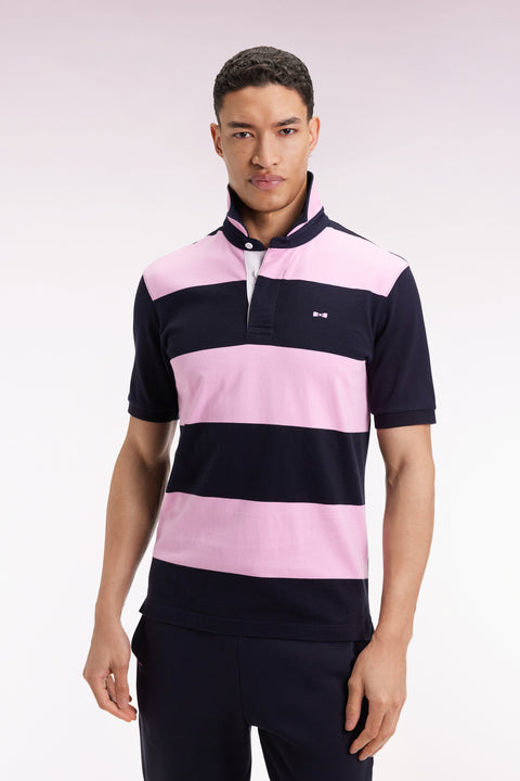 Pink and navy striped cotton short-sleeved jersey - Image 3