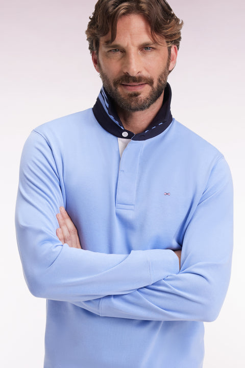Long-sleeved jersey with striped collar underneath - Image 1