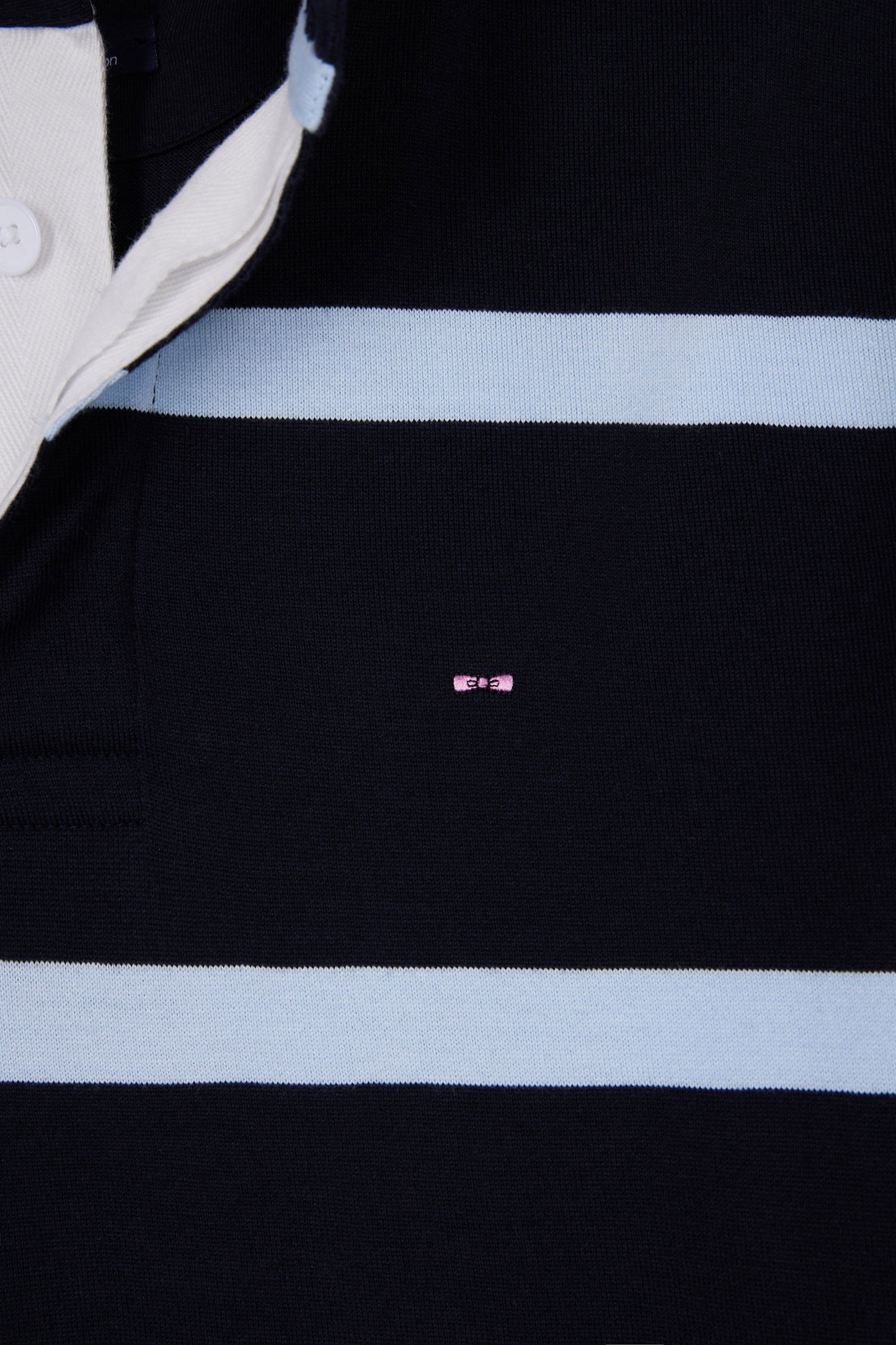 Long-sleeved jersey in navy cotton jersey with sky stripes