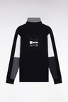 Long-sleeved jersey in thick black cotton jersey with embroidered straight cut