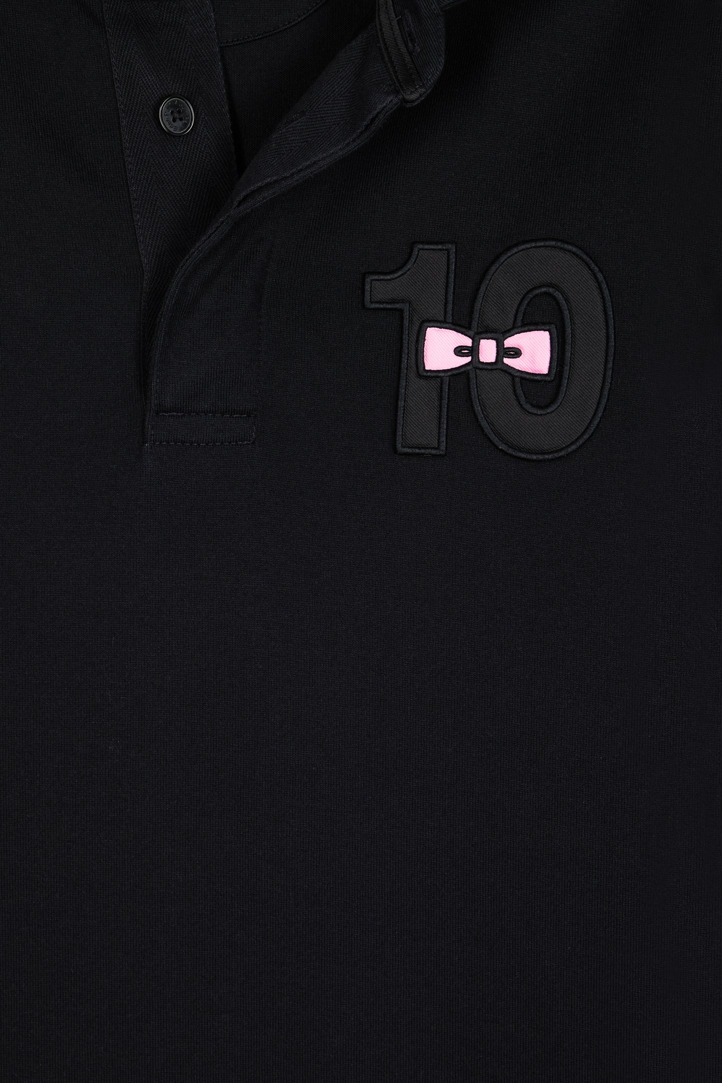 Long-sleeved jersey in thick black embroidered cotton jersey, straight cut