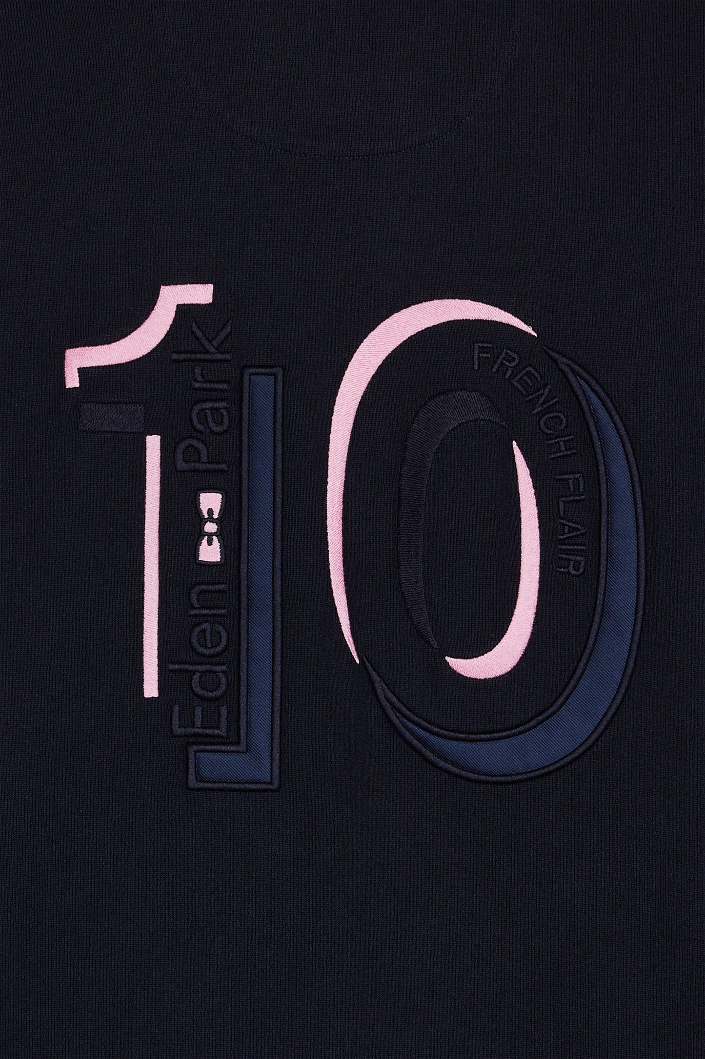 Long-sleeved jersey in thick navy striped straight cut