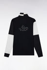 Long-sleeved jersey in black colorblock straight cut