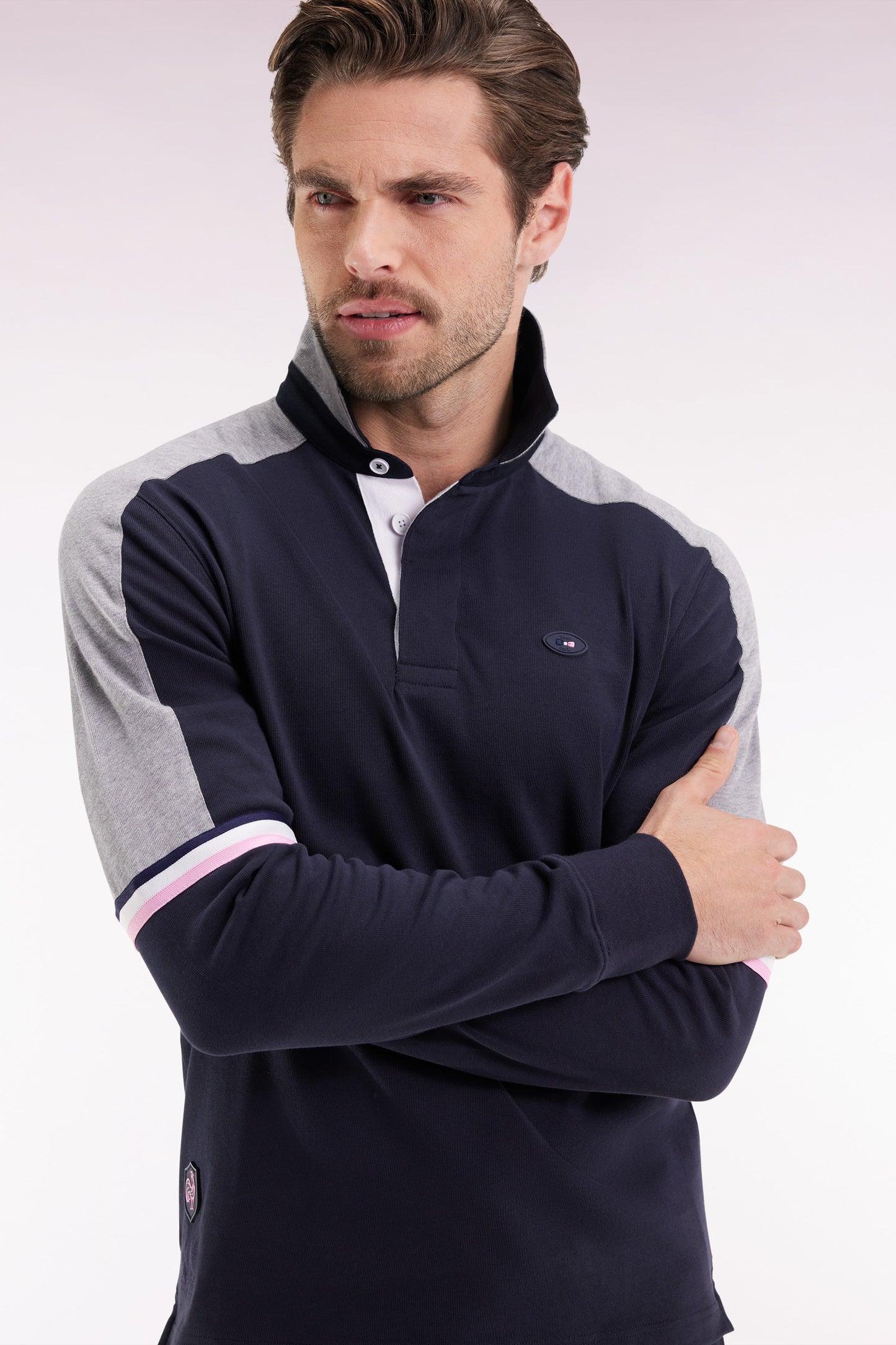 Maillot à manches longues XV de France en jersey épais marine coupe droite