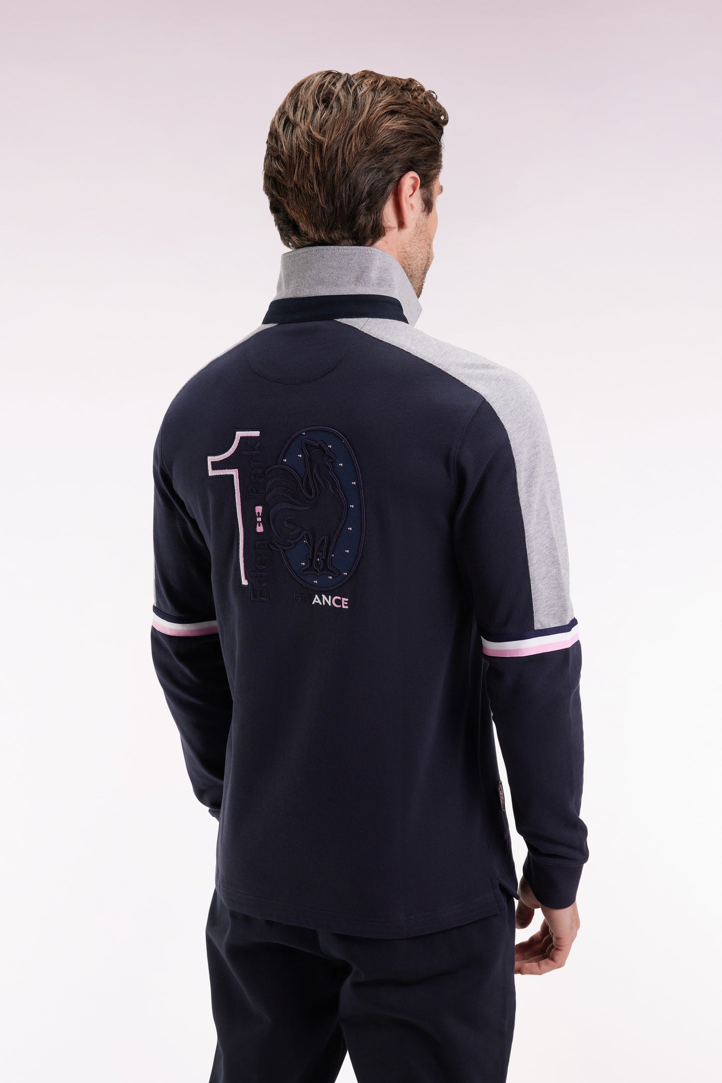 Maillot à manches longues XV de France en jersey épais marine coupe droite