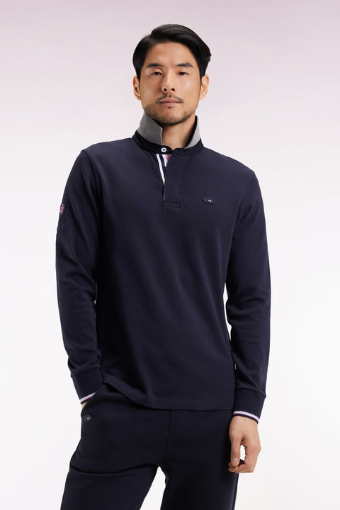 XV de France navy long-sleeved jersey with rooster embroidery, straight cut - Image 3